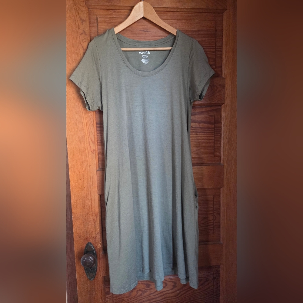 Wool& Dress Green Long Large Size Merino Wool